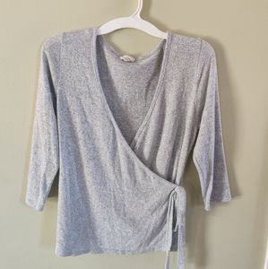 Grey Faux Wrap Top